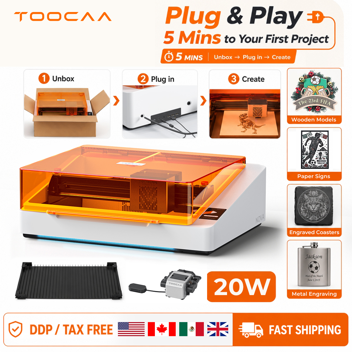 Industrial Laser Cutting Machine - TOOCAA NOVA 20W Beginner-Friendly Laser Engraver